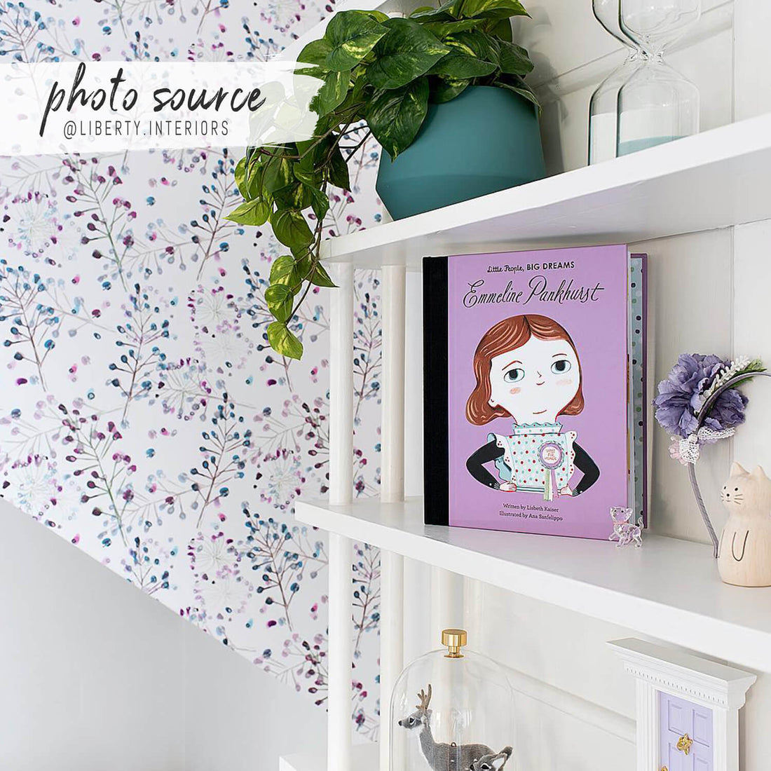 purple floral girls room removable wallpaper