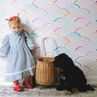 scallop colorful rainbow pattern removable wallpaper for girls bedroom interior