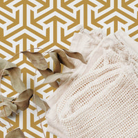retro shape print wallpaper design for kids room interior in light brown