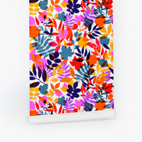 multicolor botanical peel and stick wallpaper
