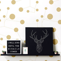 golden geometric shaped wallpaper design for teen bedroom interior
