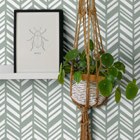 green chevron wallpaper for living room