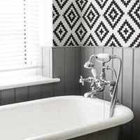 scandi boho ethnic print removable wallpaper for bathroom interior