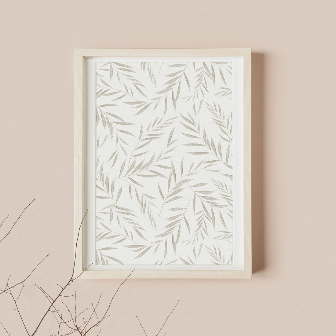 Light green olive tree leaves print