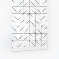 scandinavian design chevron removable wallpaper with black lines