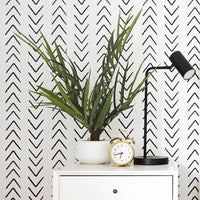 scandinavian style interior with black arrow pattern