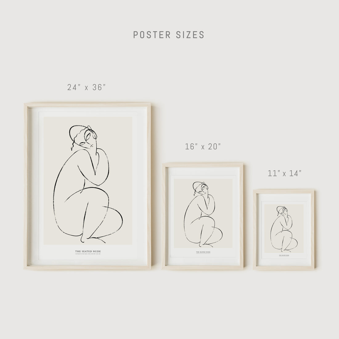 Nude wall art print in abstract sketch style