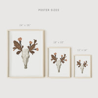 Scandi boho skulls poster