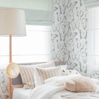 soft grey butterfly pattern removable wallpaper for little girls bedroom
