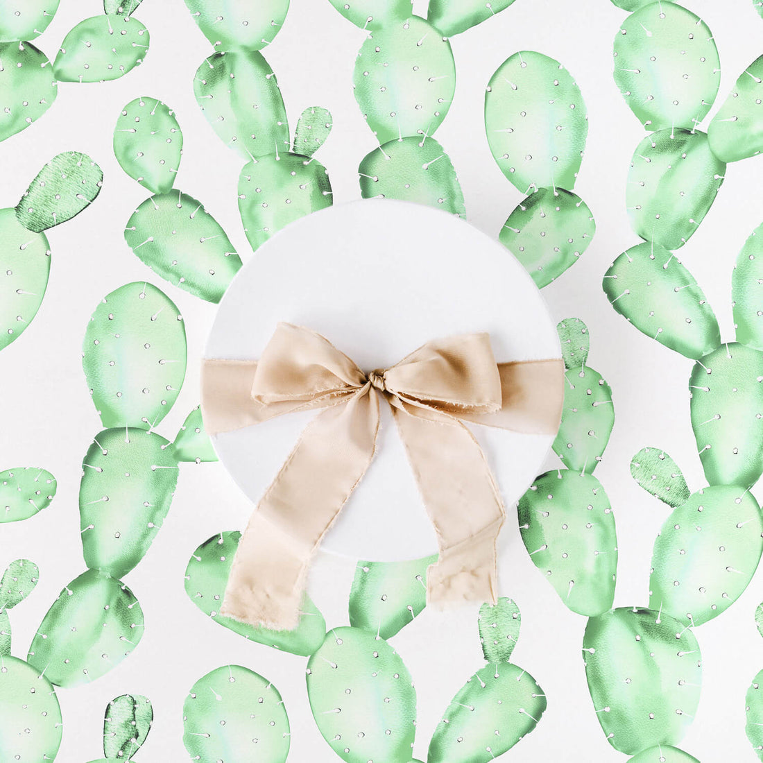 pastel green soft cactus inspired wallpaper design for kids bedroom