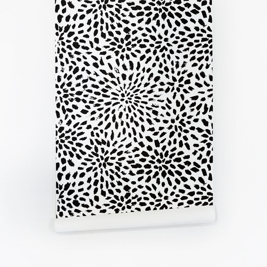 Black abstract flower pattern peel and stick wallpaper