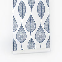 Blue striped living room temporary wallpaper for rentals