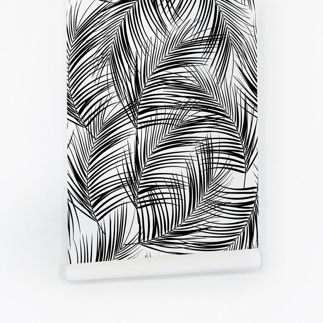 Black and white leaves wallpaper for rental apartment