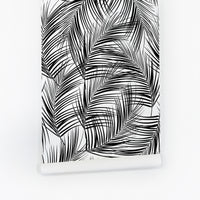Black and white leaves wallpaper for rental apartment