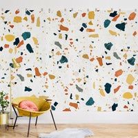bright large scale terrazzo print wall mural