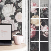 Vintage flower garden wall mural for girls office interior