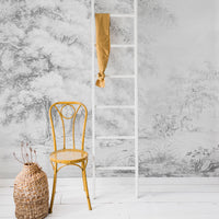 Bright kids room interior with vintage forest design removable wallpaper