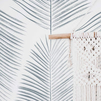 Vintage style tropical removable wallpaper in blue color