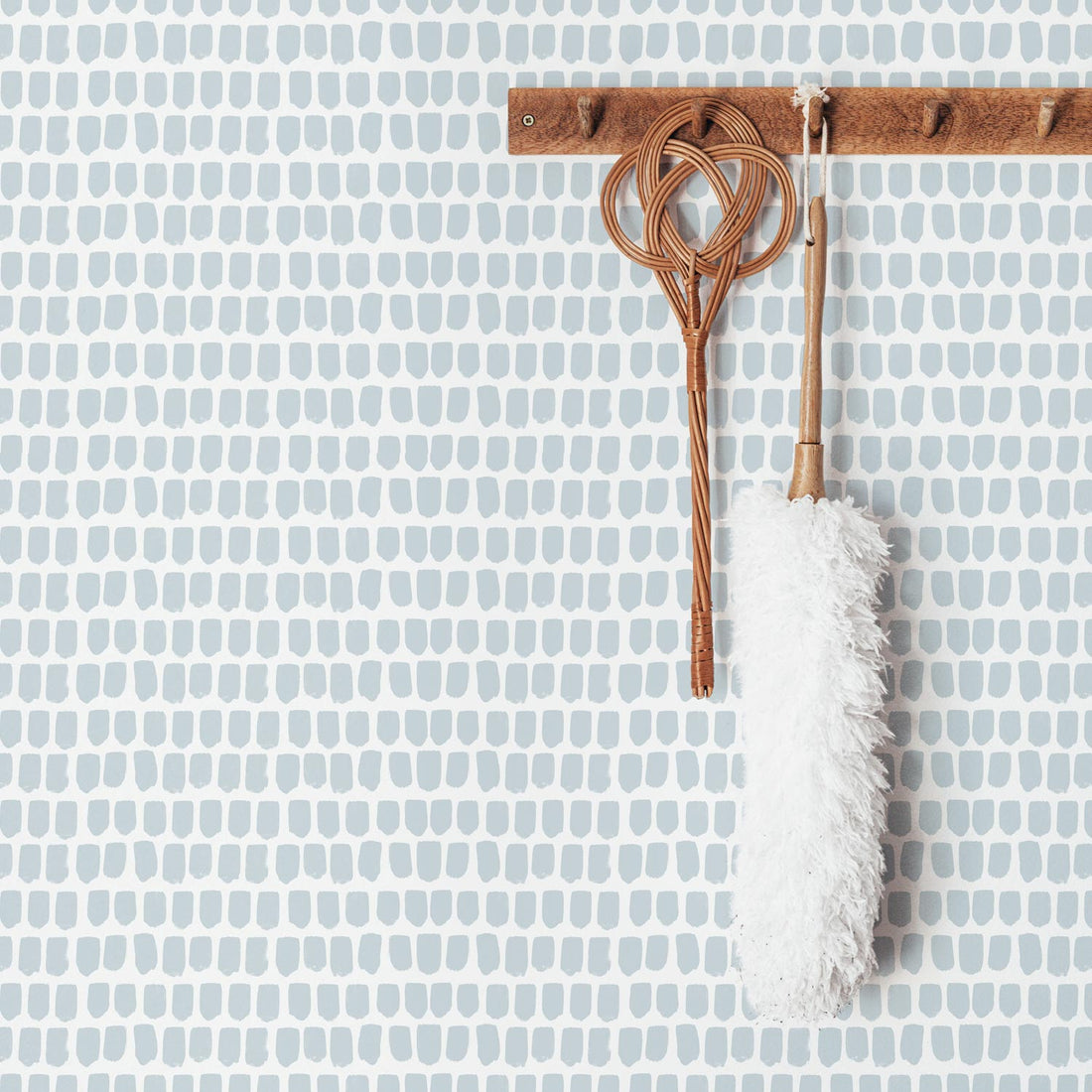 Modern brush strokes design removable wallpaper in light blue color