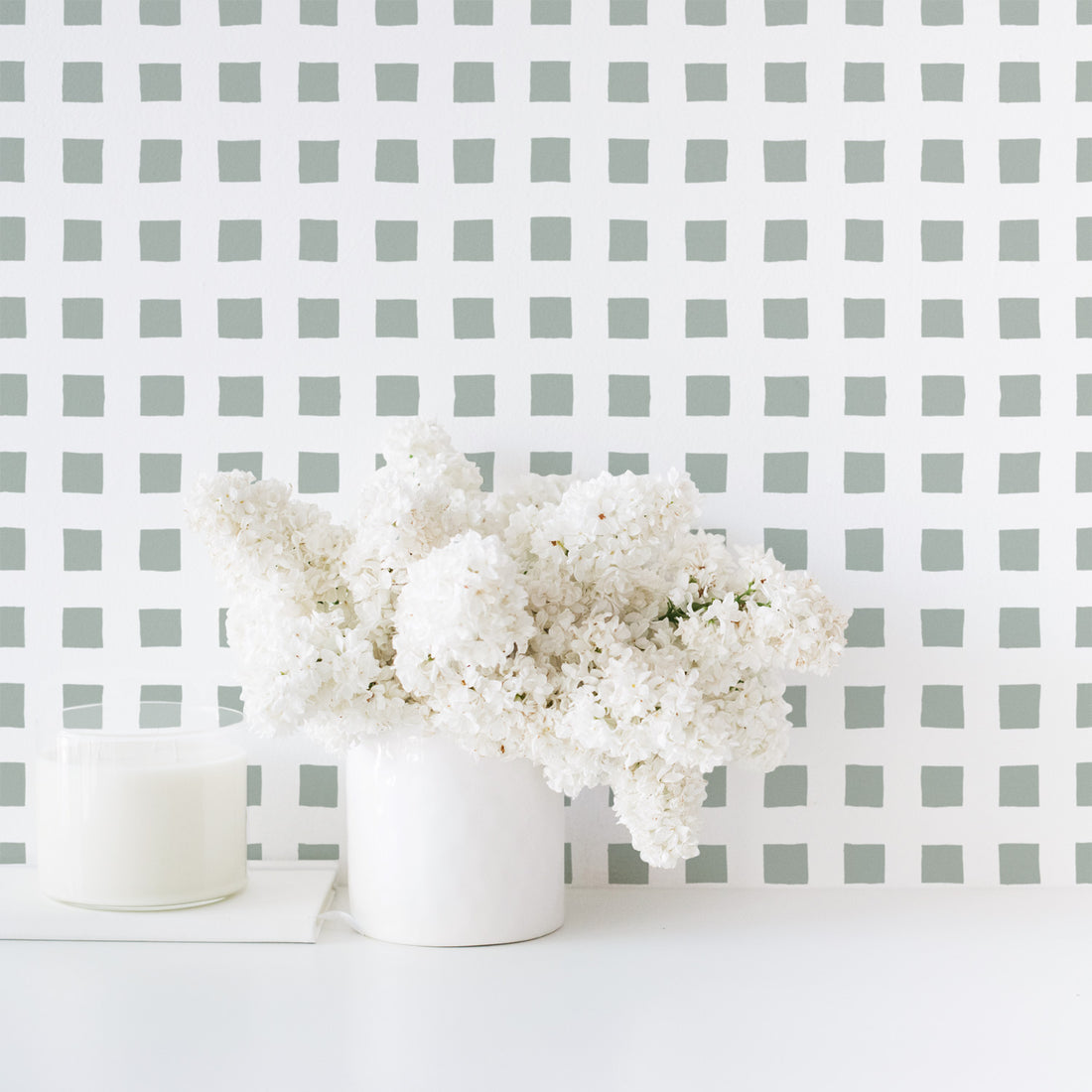 light green plaid motif wallpaper design for modern interior