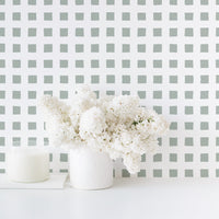 light green plaid motif wallpaper design for modern interior