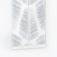 Blue palm leaves removable wallpaper