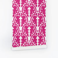 vintage pink damask peel and stick wallpaper design