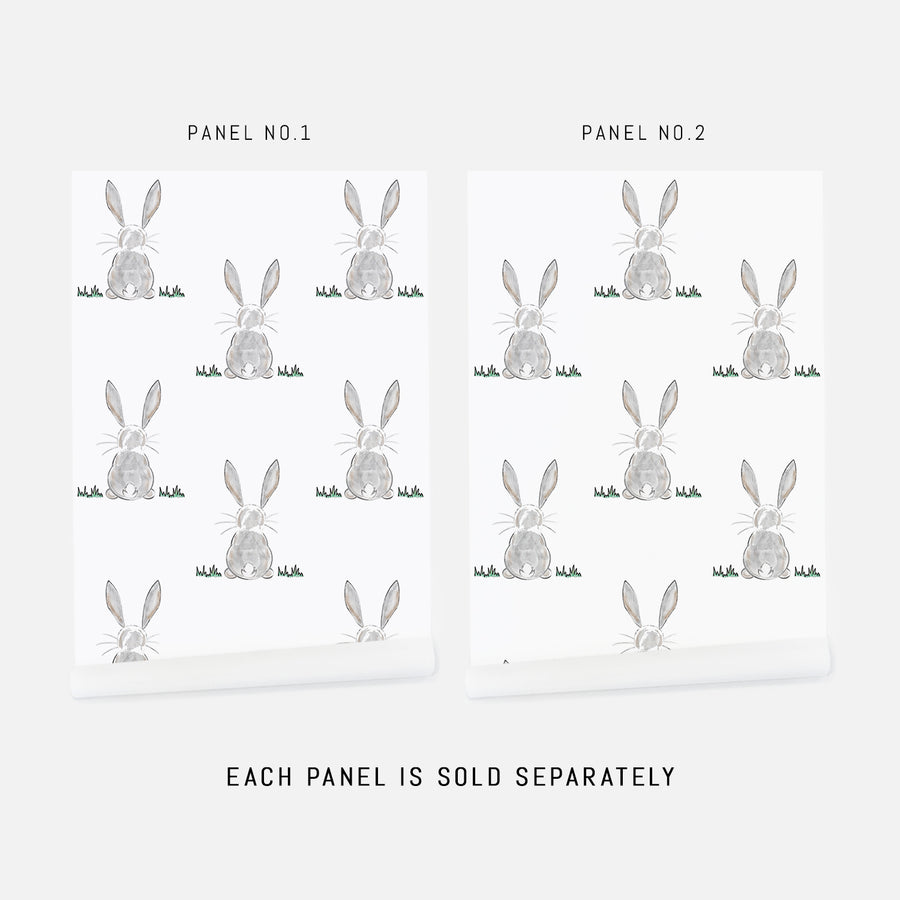 small grey painted bunny pattern removable wallpaper