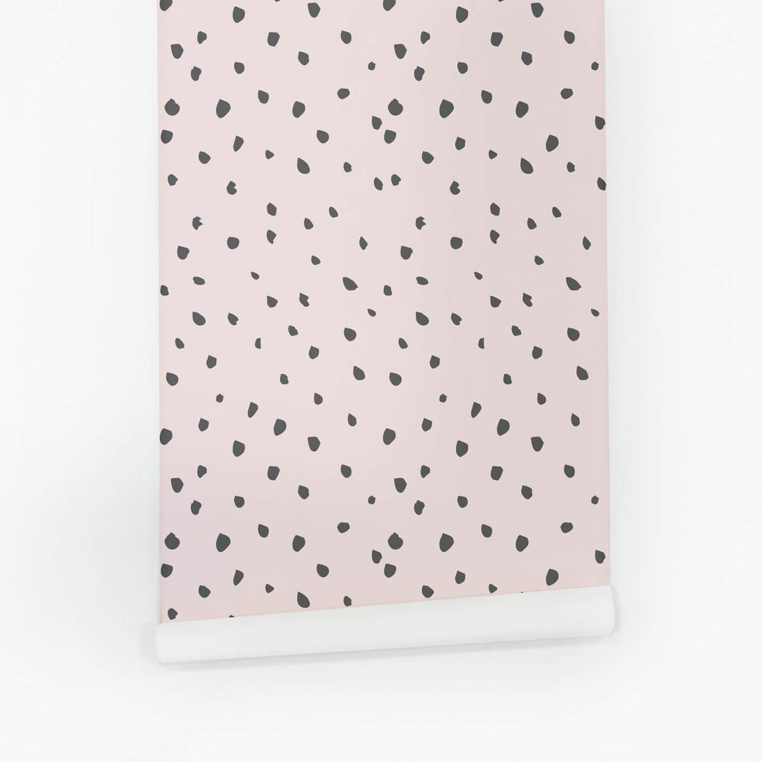 pink removable wallpaper design with eclectic grey spots