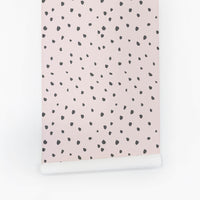 pink removable wallpaper design with eclectic grey spots