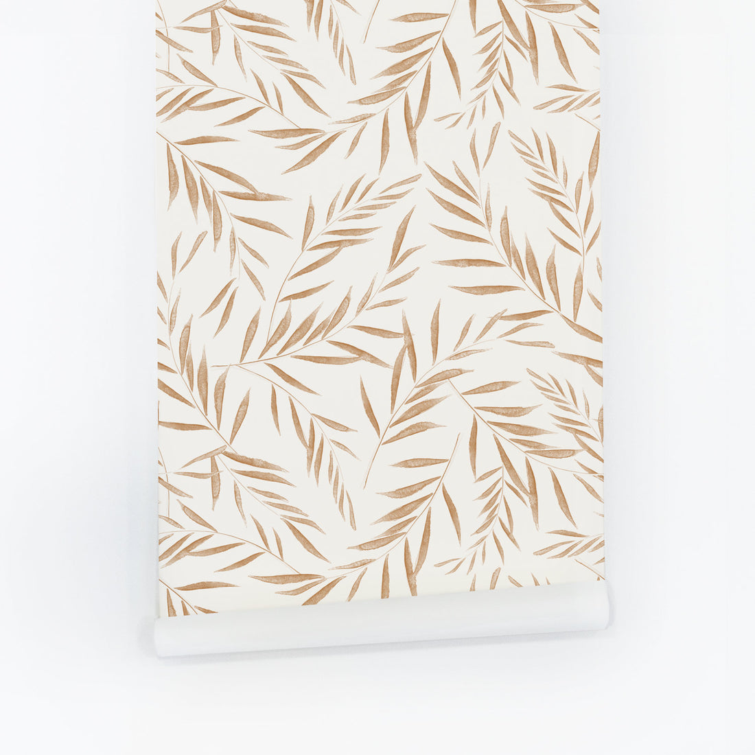 farmhouse style inspired kids bedroom wallpaper with neutral leaves design