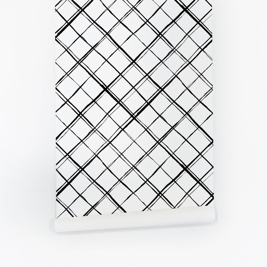black and white plaid effect farmhouse removable wallpaper