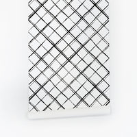 black and white plaid effect farmhouse removable wallpaper