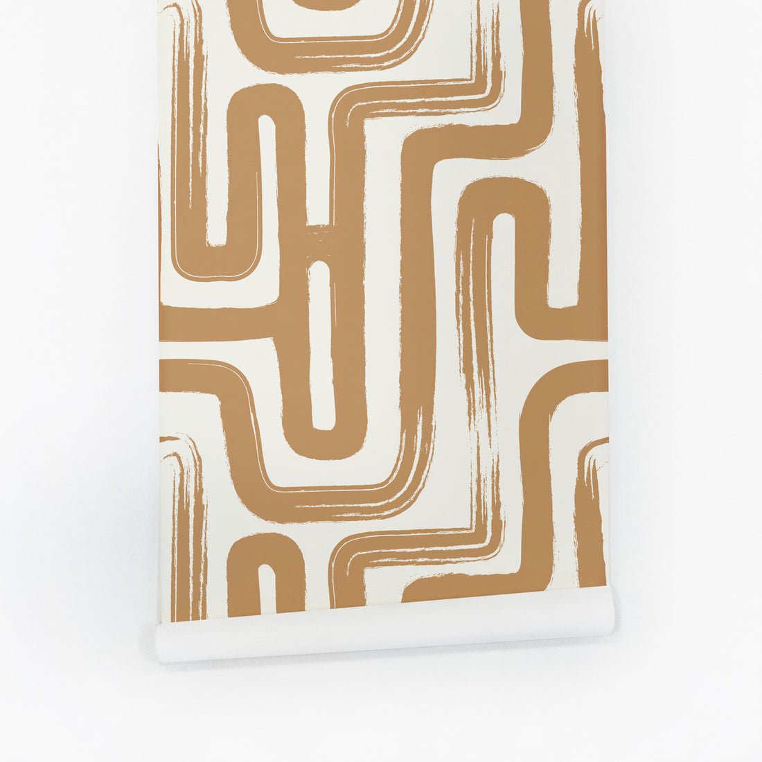modern brown paintbrush maze design removable wallpaper