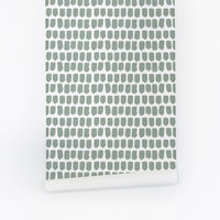 Sage green removable wallpaper with hand drawn watercolor brush strokes