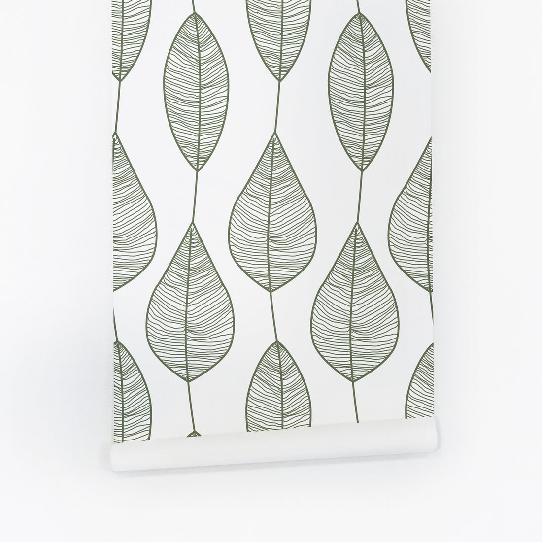 striped botanical leaves in green for modern kids room interior