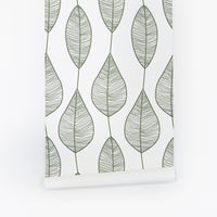 striped botanical leaves in green for modern kids room interior