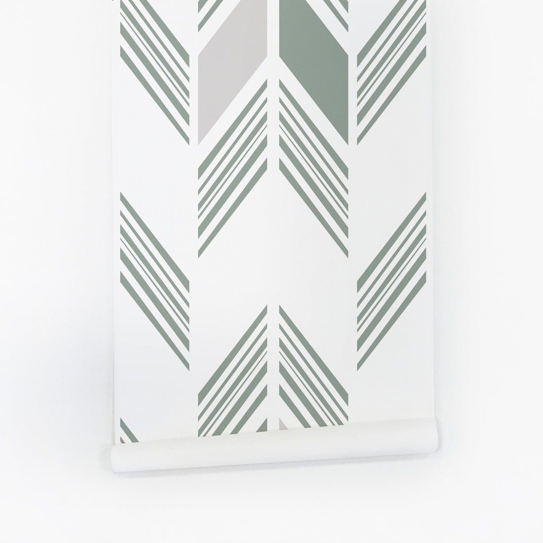 modern tribal style wallpaper design with green chevron pattern
