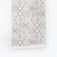 mediterranean grey tiles inspired removable wallpaper