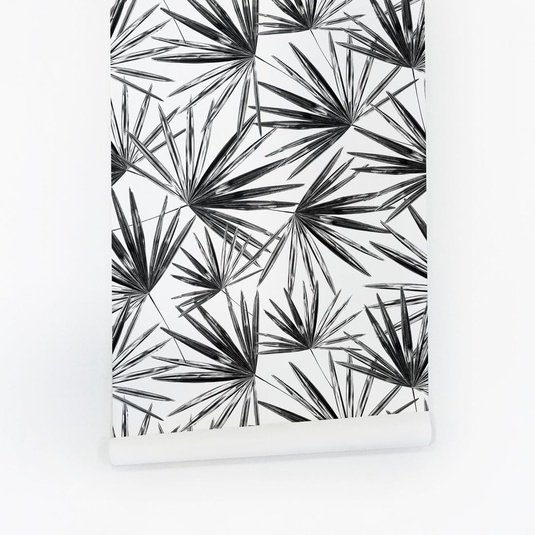 modern black and white tropical palm leaves wallpaper