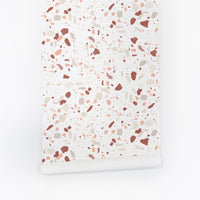 pink terrazzo pattern wallpaper peel and stick