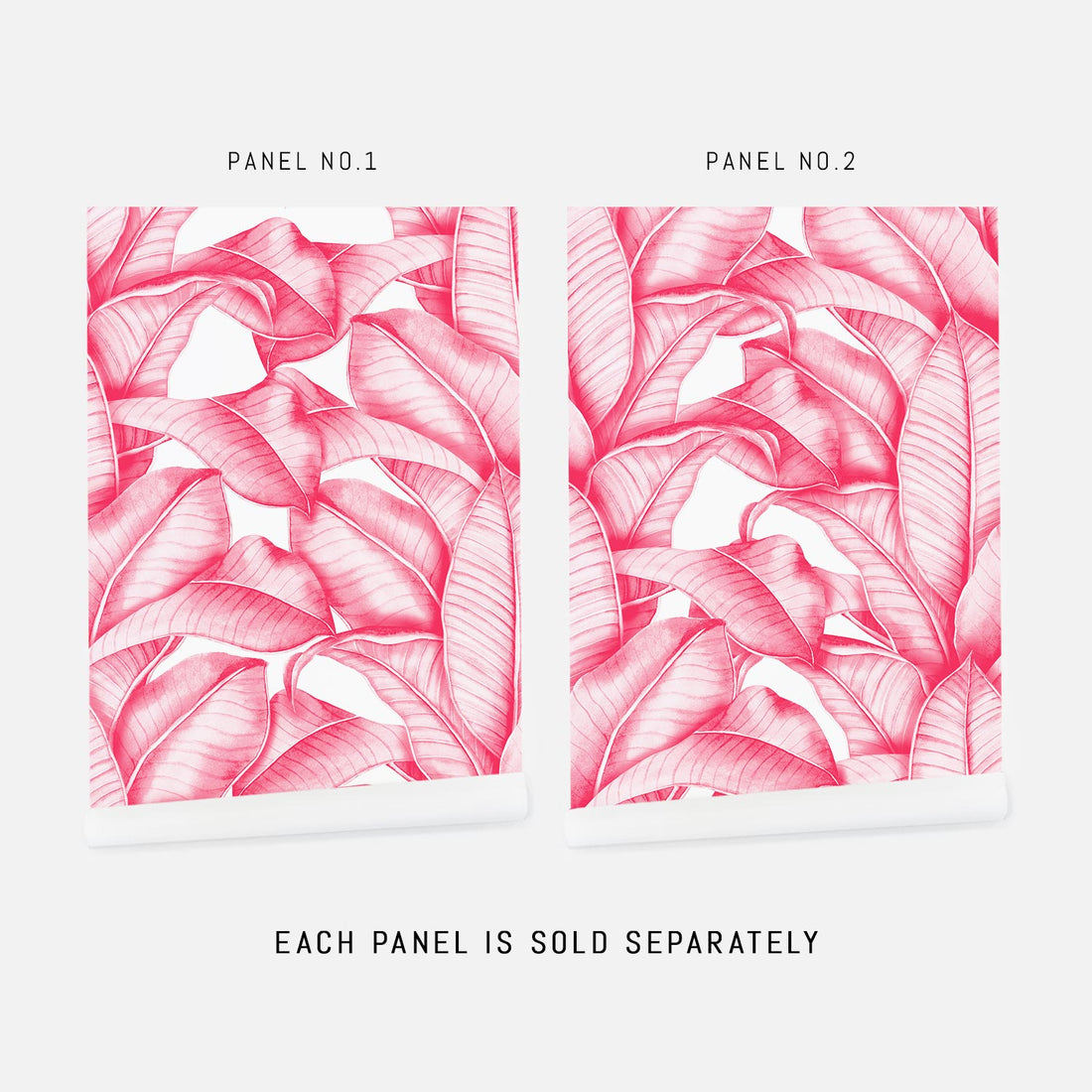 tropical bright pink banana leaf removable wallpaper