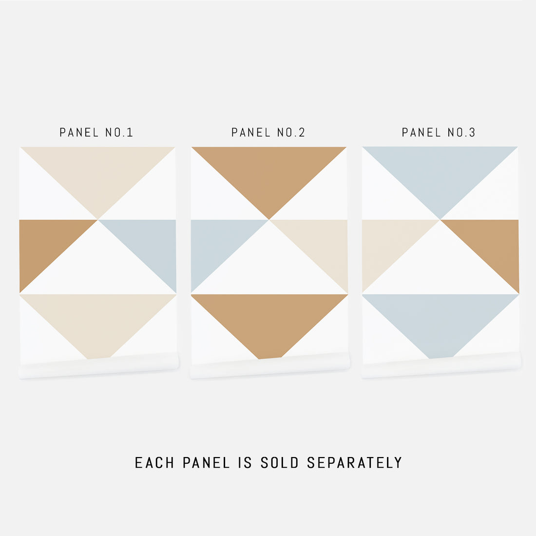 large scale geometric wallpaper in brown and blue for coastal style home