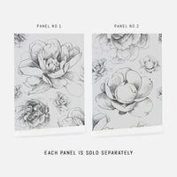 vintage feminine peonies inspired wallpaper with grey background