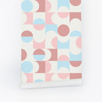 modern geometric wallpaper design in pastel colors