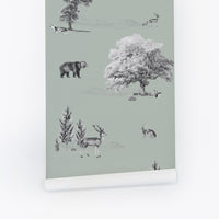 green national park inspired wallpaper design for kids bedroom interior