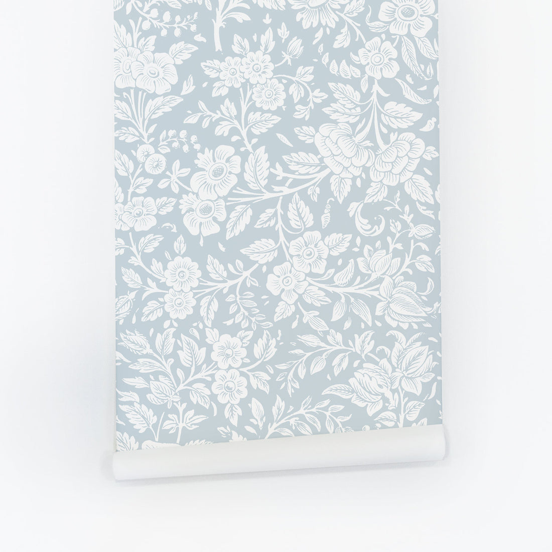 light blue retro flowers peel and stick wallpaper