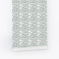 Small maze design removable wallpaper in green color