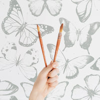 grey watercolor butterfly inspired removable wallpaper for girls nursery