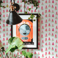 bright pink melon pattern removable wallpaper
